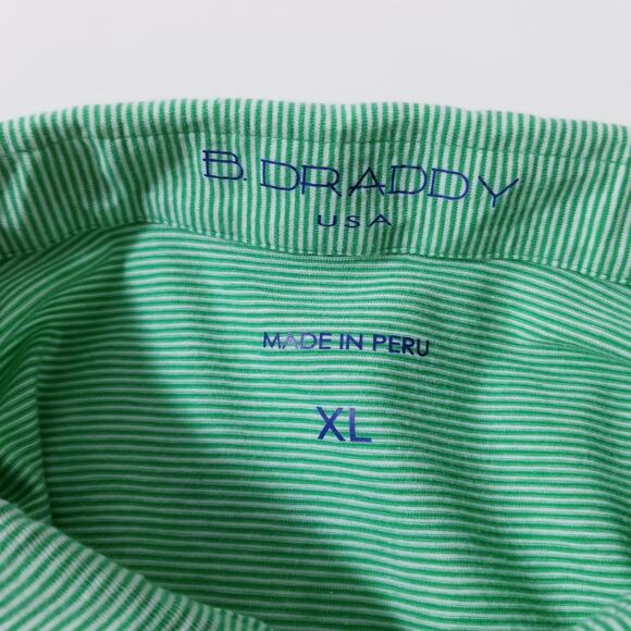 B.Draddy Green Striped Sport Collared Polo Shirts - Picture 3 of 12